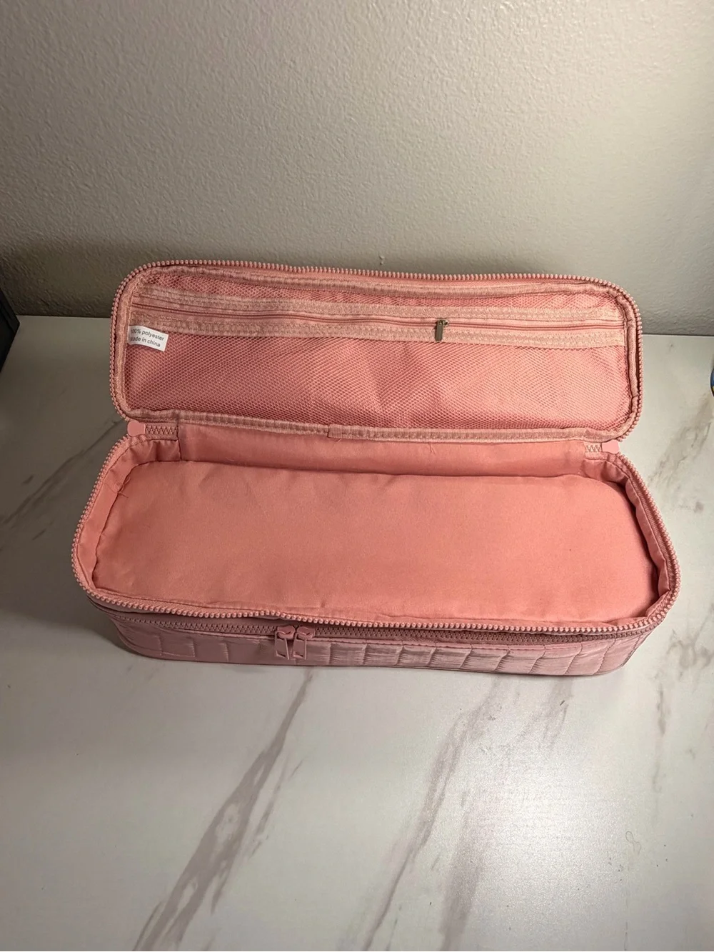 Pink Quilted Hair Tools Organizer Bag Double Layer Heat resistant travel case